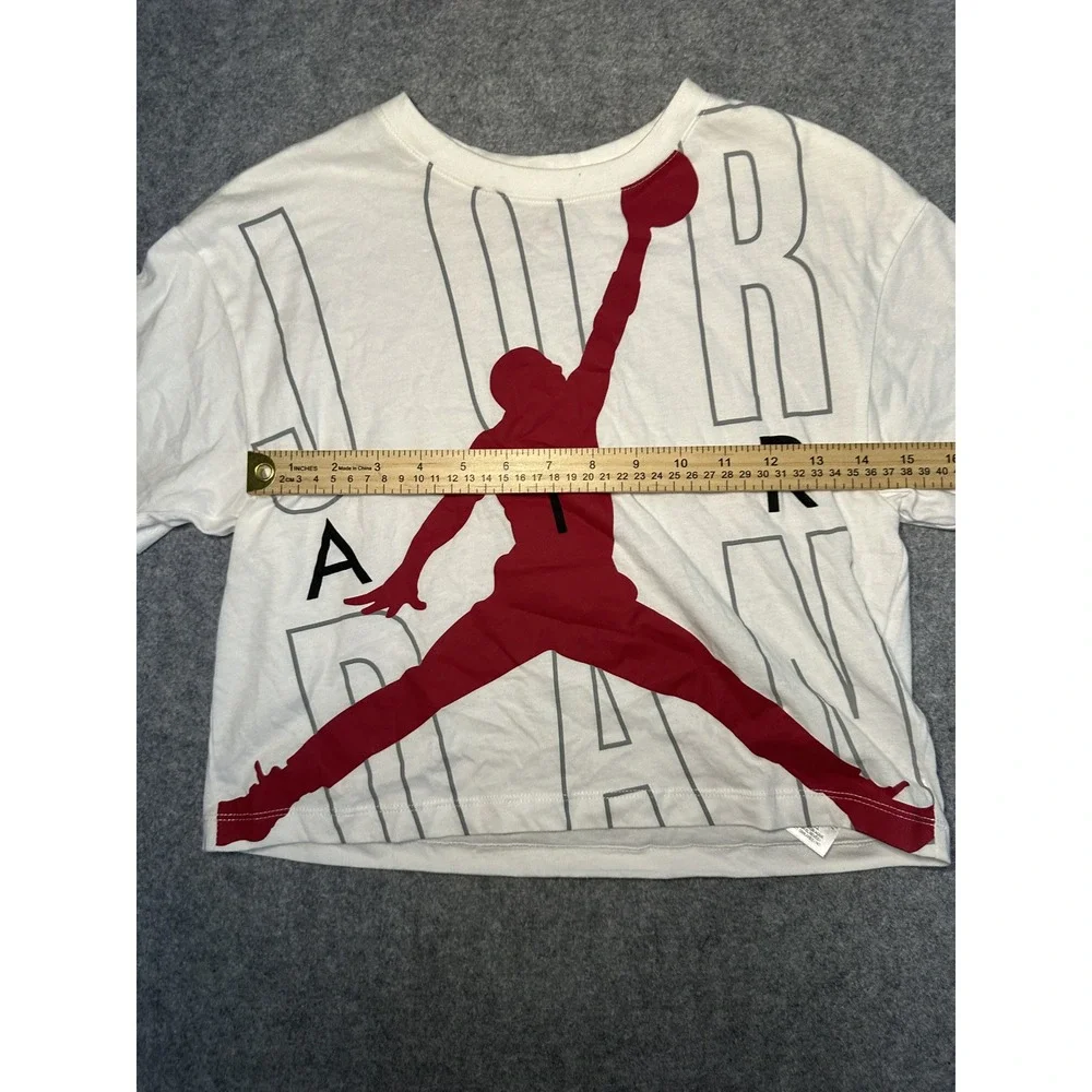 Jordan Jumpman Graphic Crop Top Boys Medium White Red Cotton‎ Sportswear
